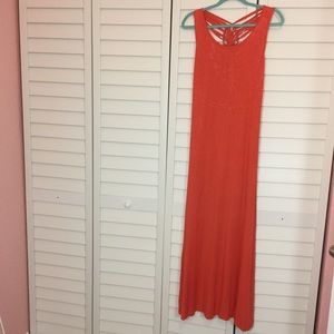 Guess Coral Strappy Back Maxi Dress